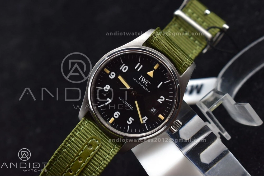 Practical Mark XVIII “TRIBUTE TO MARK XI” IW327007 M+F 1:1 Best Edition Black Dial on Green Nylon Strap A 429