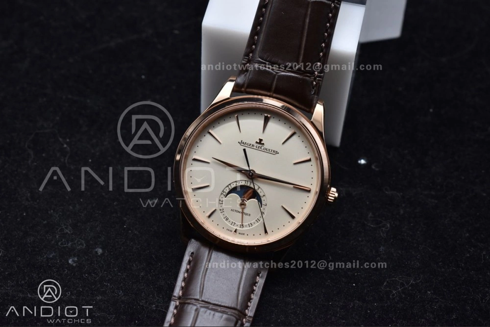 Master Ultra Thin Moon RG APSF 1:1 Best Edition White Dial on Brown Leather Strap SA925 Super Clone HighPerformance 316
