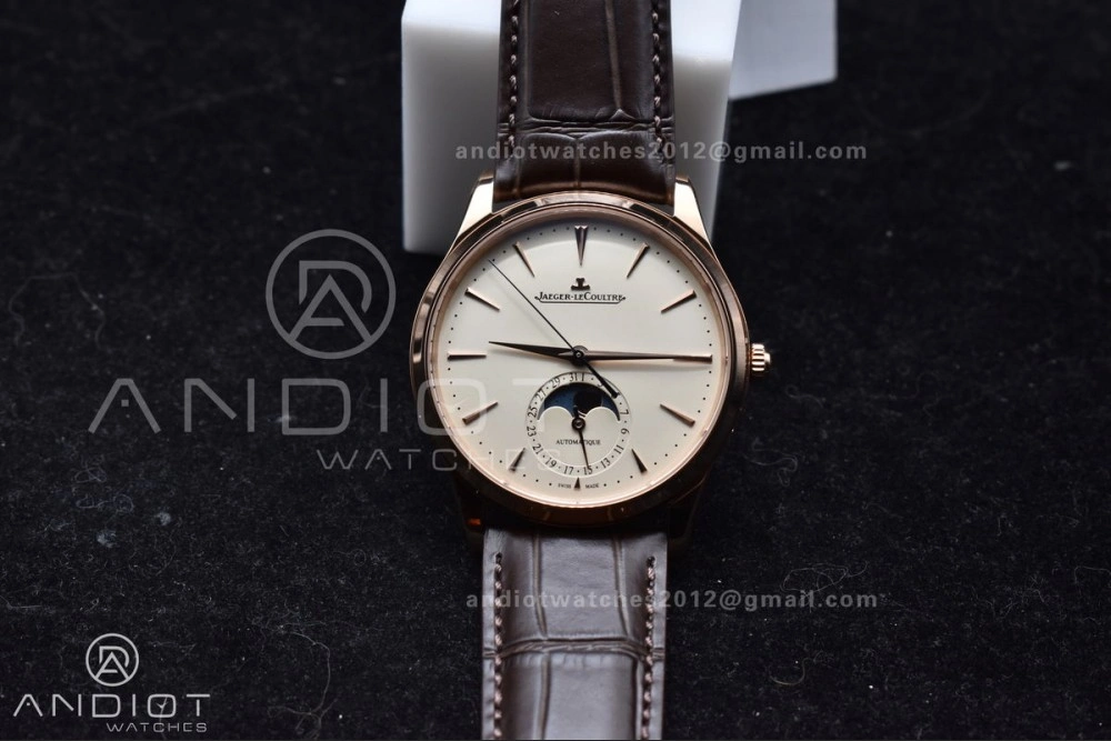Master Ultra Thin Moon RG APSF 1:1 Best Edition White Dial on Brown Leather Strap SA925 Super Clone HighPerformance 316