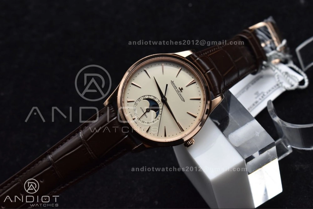 Master Ultra Thin Moon RG APSF 1:1 Best Edition White Dial on Brown Leather Strap SA925 Super Clone HighPerformance 316