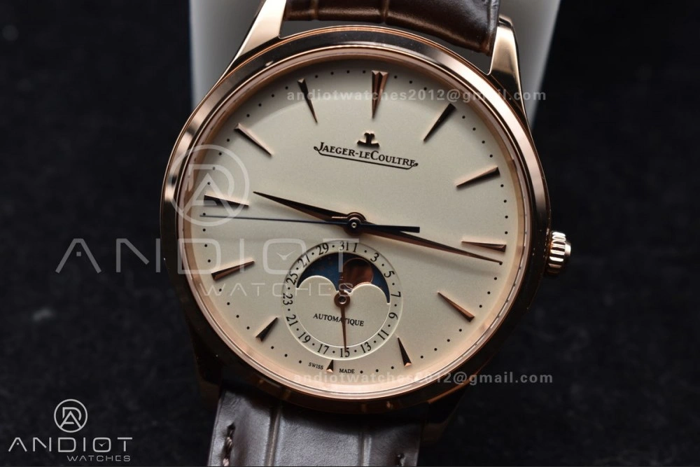 Master Ultra Thin Moon RG APSF 1:1 Best Edition White Dial on Brown Leather Strap SA925 Super Clone HighPerformance 316