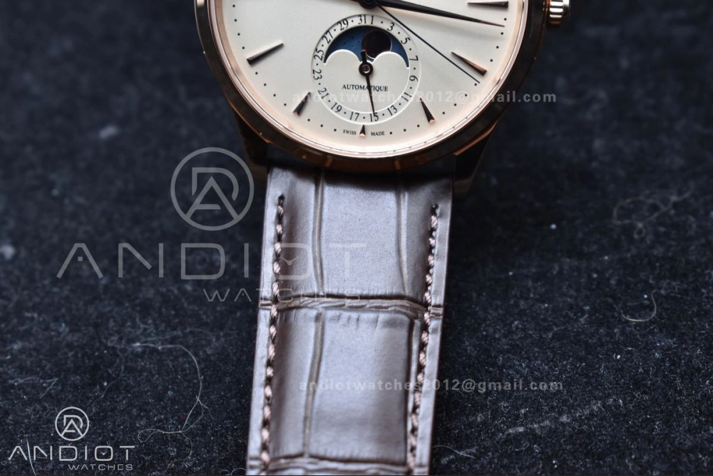 Master Ultra Thin Moon RG APSF 1:1 Best Edition White Dial on Brown Leather Strap SA925 Super Clone HighPerformance 316