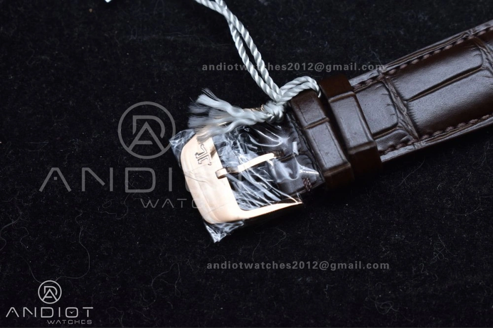 Master Ultra Thin Moon RG APSF 1:1 Best Edition White Dial on Brown Leather Strap SA925 Super Clone HighPerformance 316