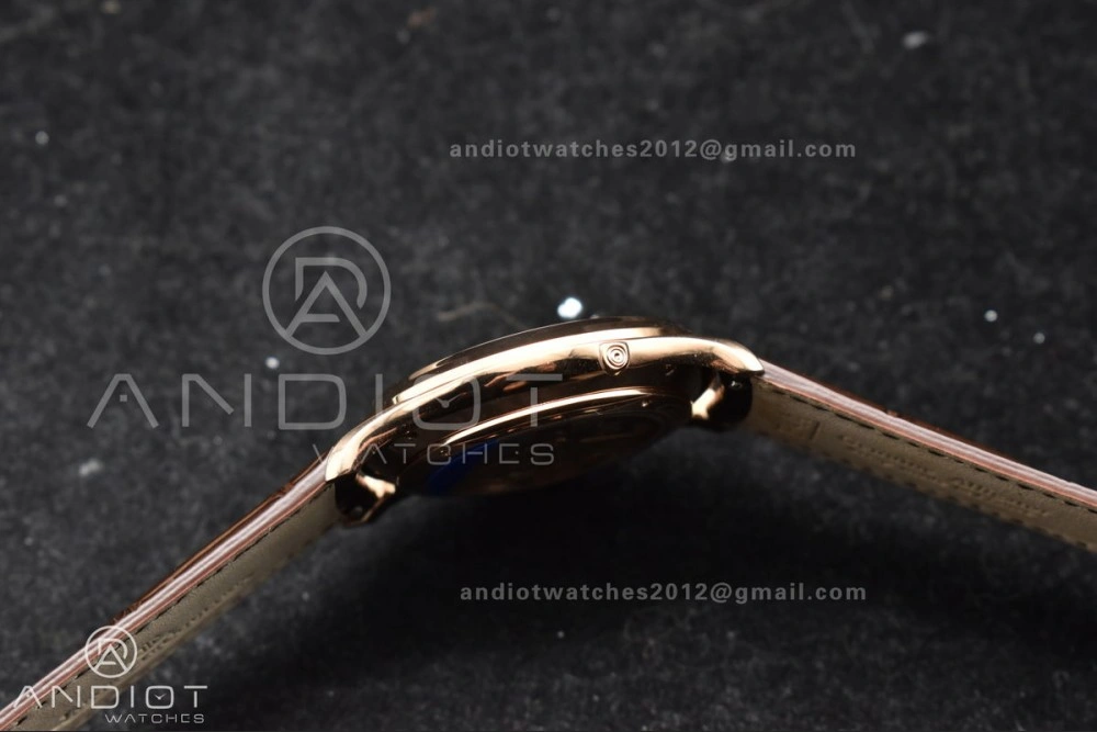 Master Ultra Thin Moon RG APSF 1:1 Best Edition White Dial on Brown Leather Strap SA925 Super Clone HighPerformance 316