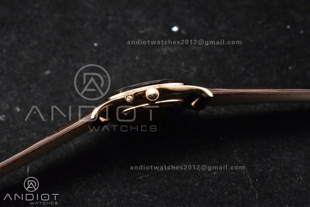 Master Ultra Thin Moon RG APSF 1:1 Best Edition White Dial on Brown Leather Strap SA925 Super Clone HighPerformance 316