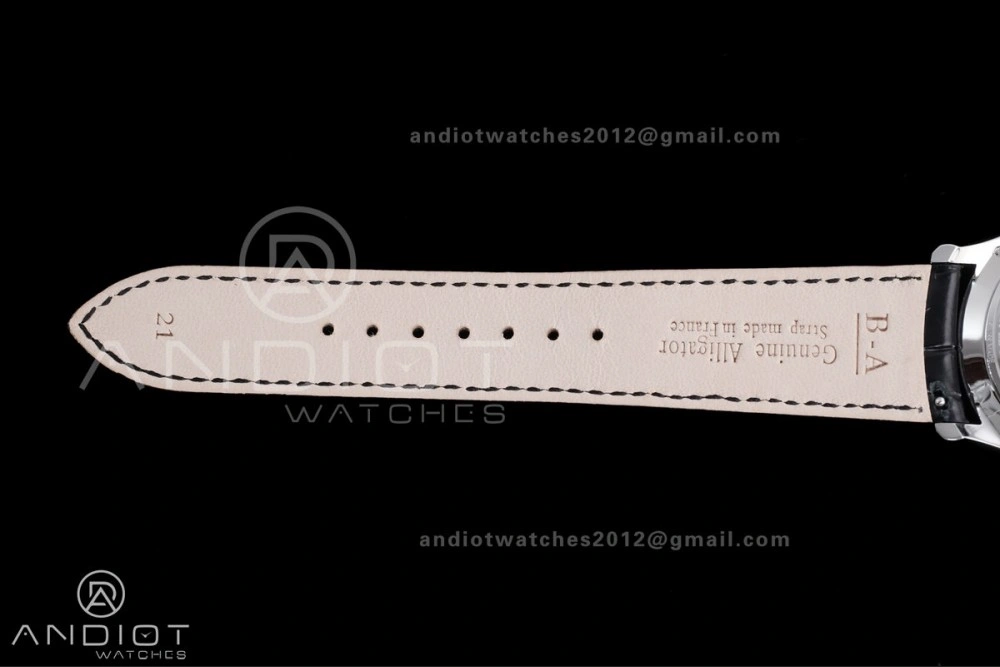 ModernLook Master Ultra Thin Moon SS APSF 1:1 Best Edition Black Dial on Black Leather Strap SA925 Super Clone 318