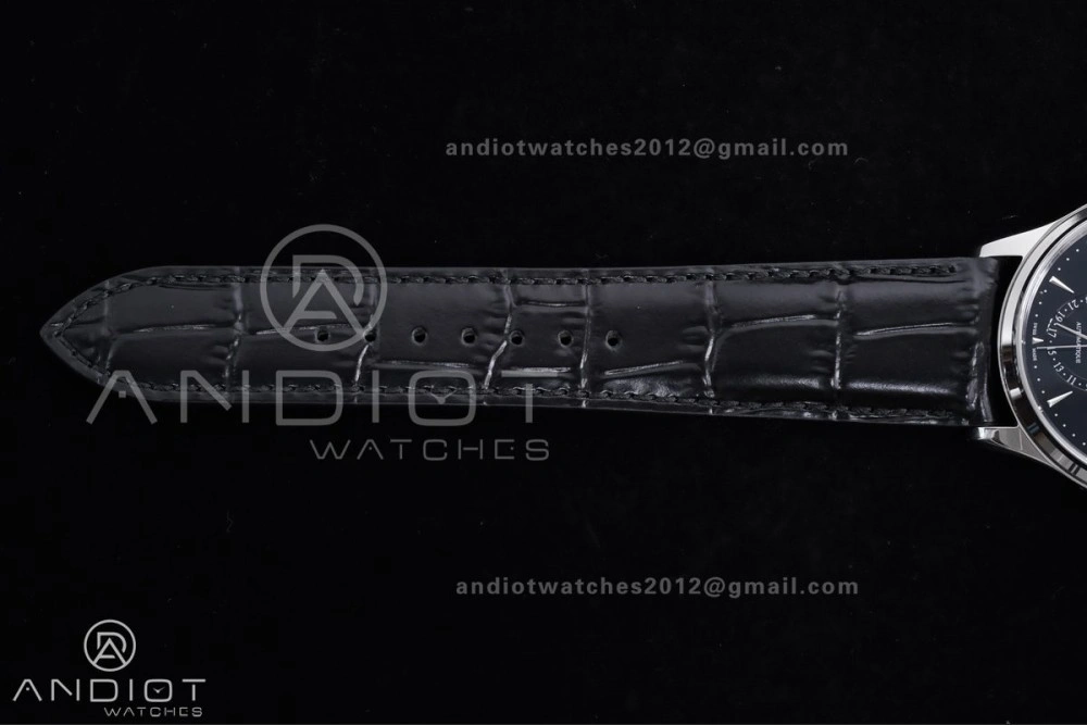 ModernLook Master Ultra Thin Moon SS APSF 1:1 Best Edition Black Dial on Black Leather Strap SA925 Super Clone 318