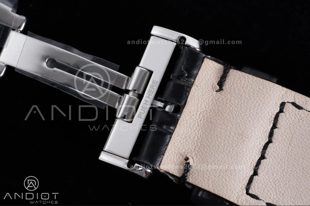 ModernLook Master Ultra Thin Moon SS APSF 1:1 Best Edition Black Dial on Black Leather Strap SA925 Super Clone 318