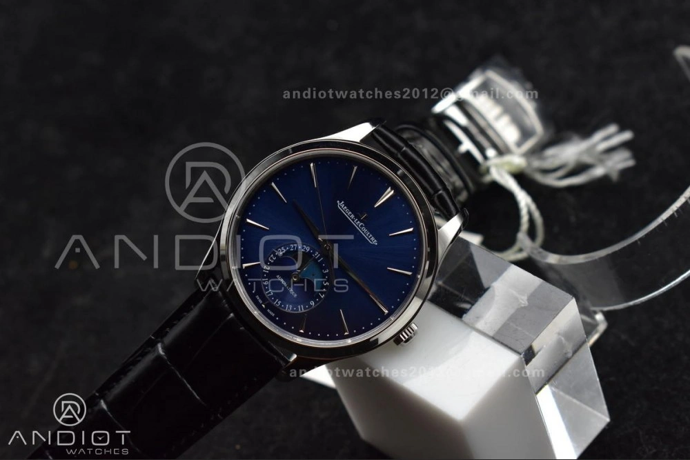 Master Ultra Thin Moon SS APSF 1:1 Best Edition Blue Dial on Black Leather Strap SA925 Super Clone Snug 317