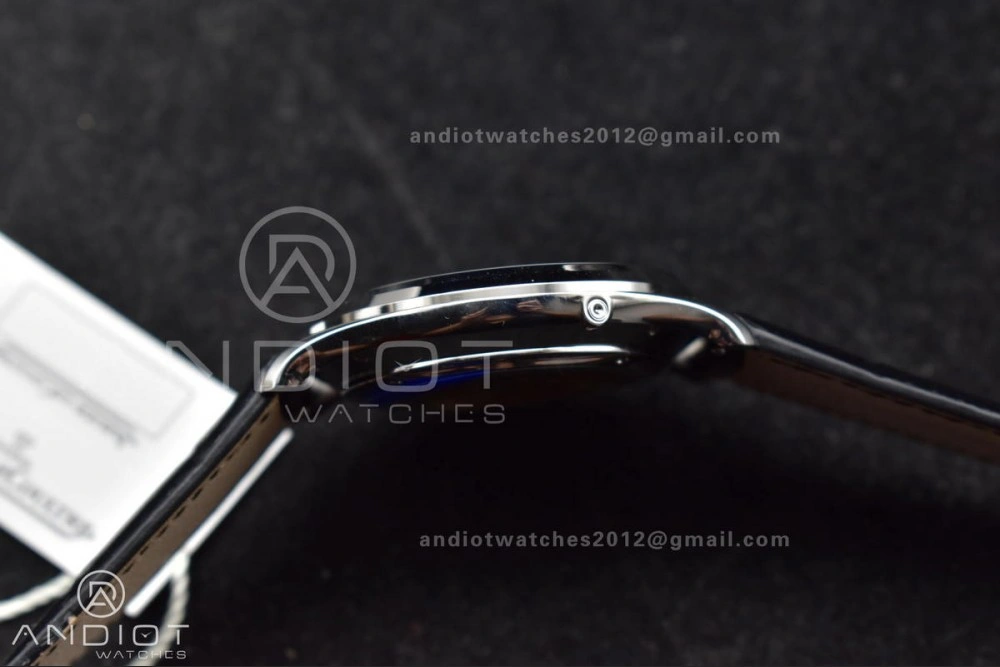 Master Ultra Thin Moon SS APSF 1:1 Best Edition Blue Dial on Black Leather Strap SA925 Super Clone Snug 317