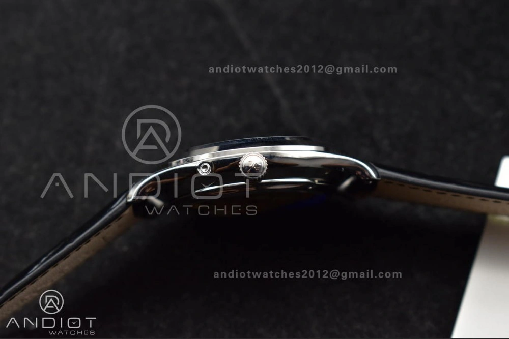 Master Ultra Thin Moon SS APSF 1:1 Best Edition Blue Dial on Black Leather Strap SA925 Super Clone Snug 317