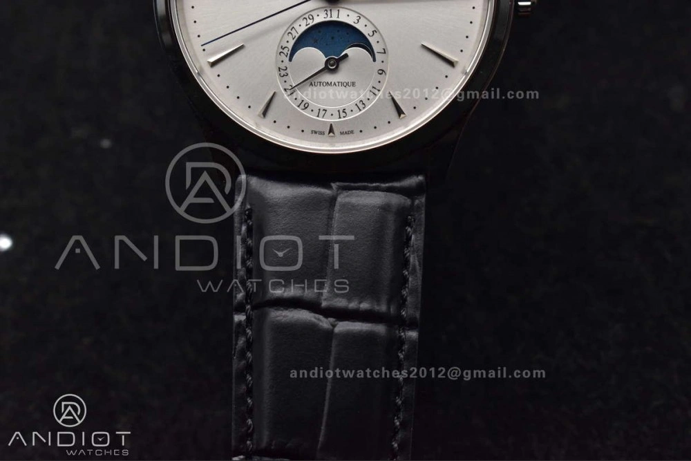NewStyle Master Ultra Thin Moon SS APSF 1:1 Best Edition Silver Dial on Black Leather Strap SA925 Super Clone 314
