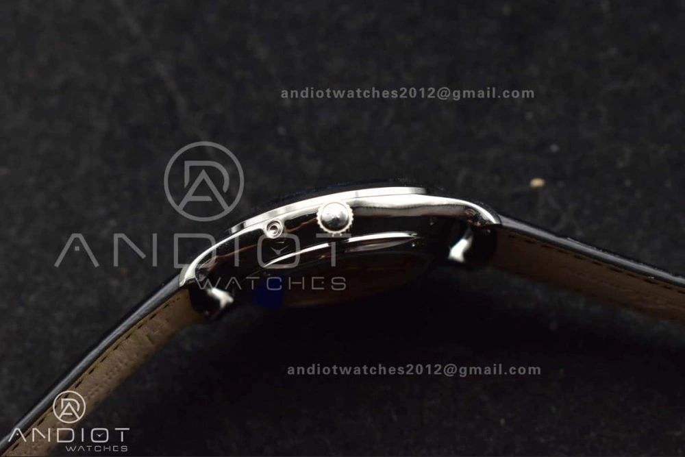 NewStyle Master Ultra Thin Moon SS APSF 1:1 Best Edition Silver Dial on Black Leather Strap SA925 Super Clone 314
