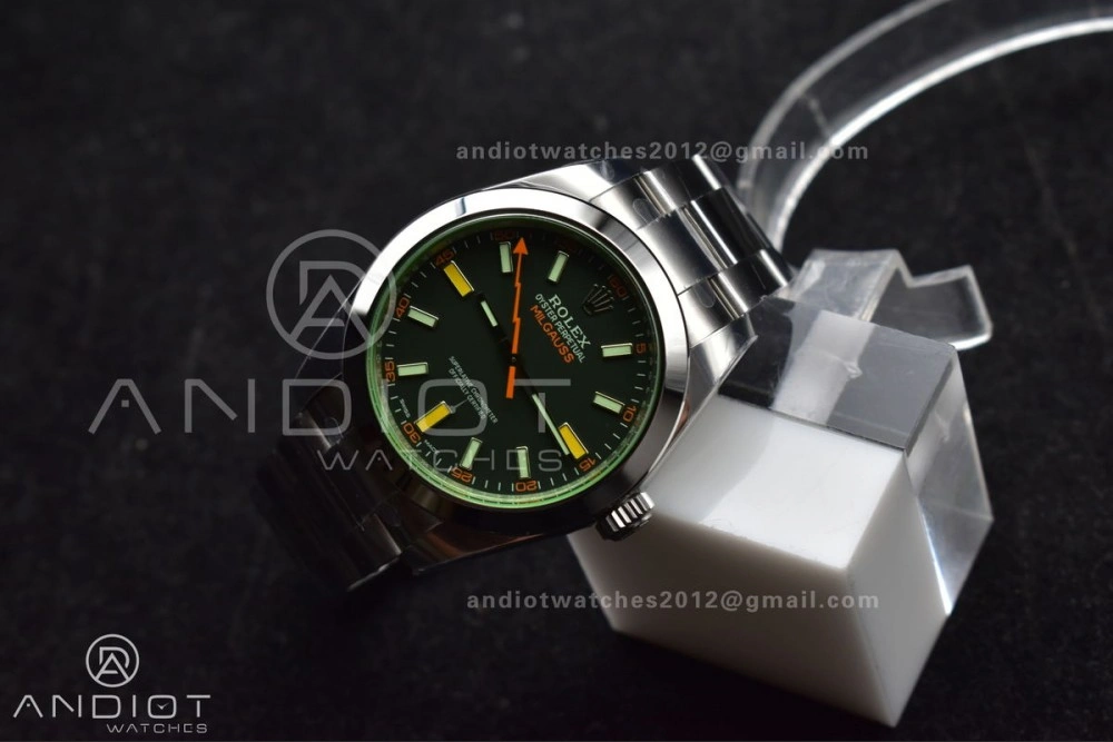 Milgauss 116400 GV Real Green Sapphire 904L SS VSF 1:1 Best Edition Black Dial on 904L SS Bracelet SA OdorResistant 914