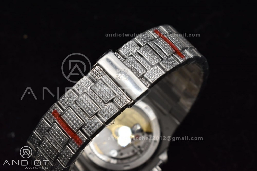 Unisex Nautilus 5711 SS TWF Full Diamonds Bezel & Dial on Diamonds Bracelet A 384