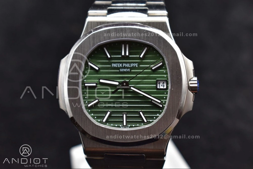 WaterResistant Nautilus 5711 1A 3KF 1:1 Best Edition Green Textured Dial On SS Bracelet A324 Super Clone V 426