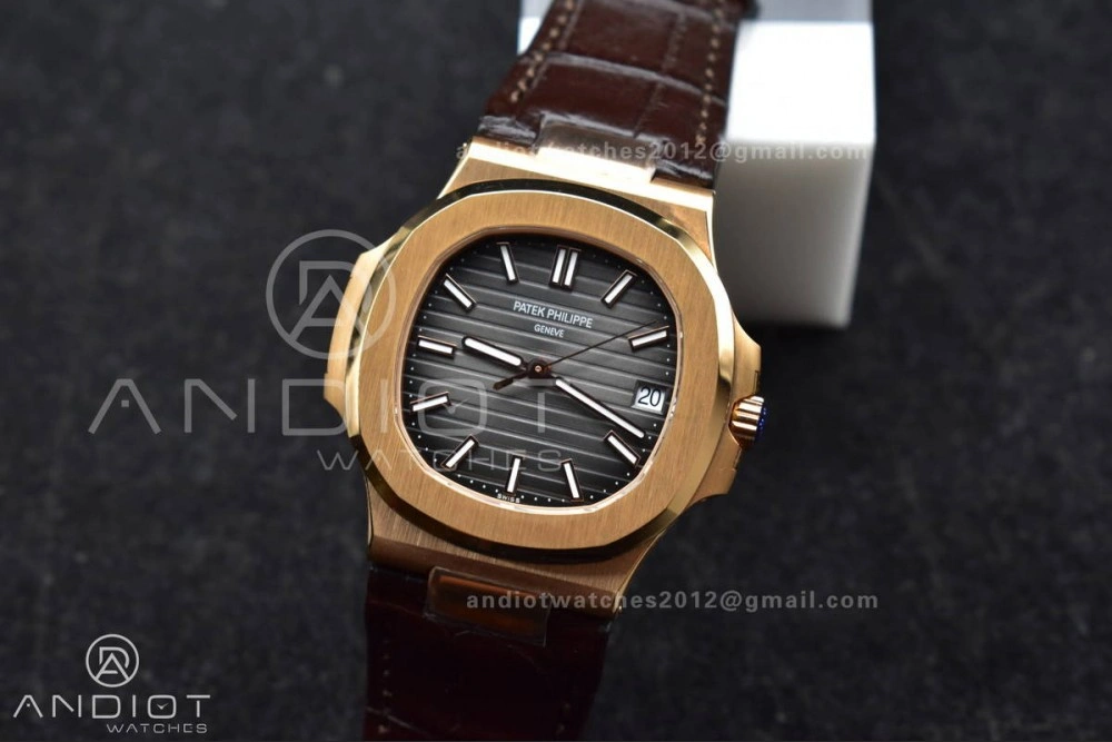 Modern Nautilus 5711 1R RG 3KF 1:1 Best Edition Brown Textured Dial on Brown Leather Strap A324 Super Clone V 381