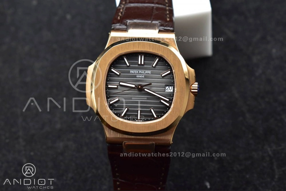 Modern Nautilus 5711 1R RG 3KF 1:1 Best Edition Brown Textured Dial on Brown Leather Strap A324 Super Clone V 381