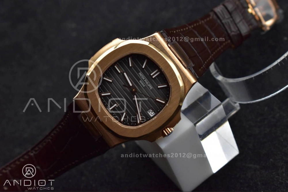 Modern Nautilus 5711 1R RG 3KF 1:1 Best Edition Brown Textured Dial on Brown Leather Strap A324 Super Clone V 381