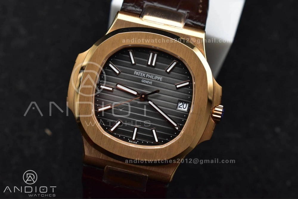 Modern Nautilus 5711 1R RG 3KF 1:1 Best Edition Brown Textured Dial on Brown Leather Strap A324 Super Clone V 381