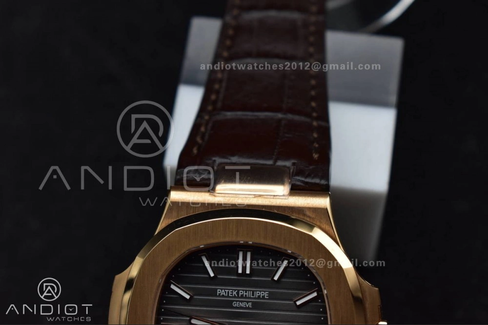 Modern Nautilus 5711 1R RG 3KF 1:1 Best Edition Brown Textured Dial on Brown Leather Strap A324 Super Clone V 381
