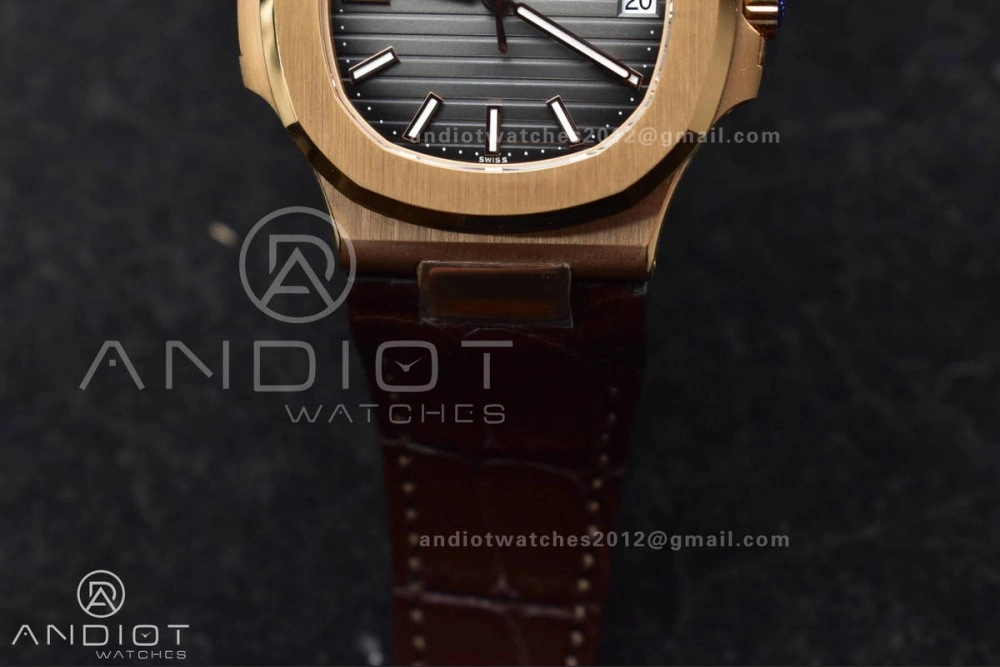 Modern Nautilus 5711 1R RG 3KF 1:1 Best Edition Brown Textured Dial on Brown Leather Strap A324 Super Clone V 381