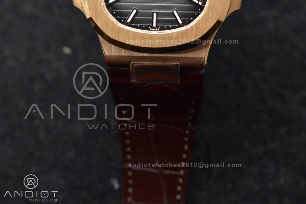Modern Nautilus 5711 1R RG 3KF 1:1 Best Edition Brown Textured Dial on Brown Leather Strap A324 Super Clone V 381