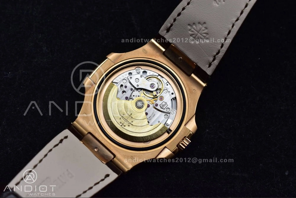Modern Nautilus 5711 1R RG 3KF 1:1 Best Edition Brown Textured Dial on Brown Leather Strap A324 Super Clone V 381