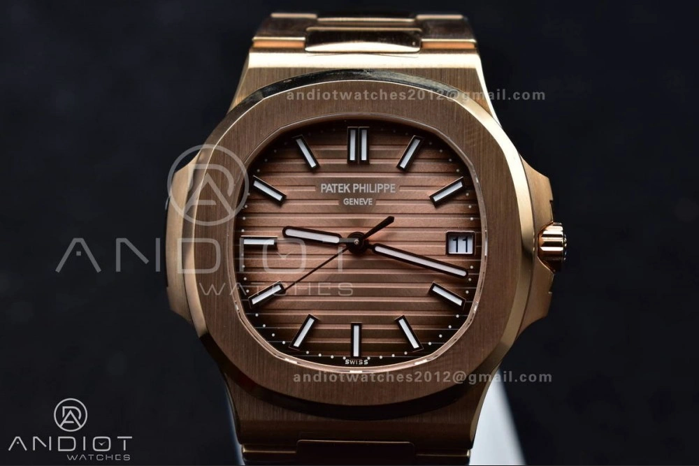 ComfortFit Nautilus 5711 1R RG 3KF 1:1 Best Edition Brown Textured Dial on RG Bracelet A324 Super Clone V 370