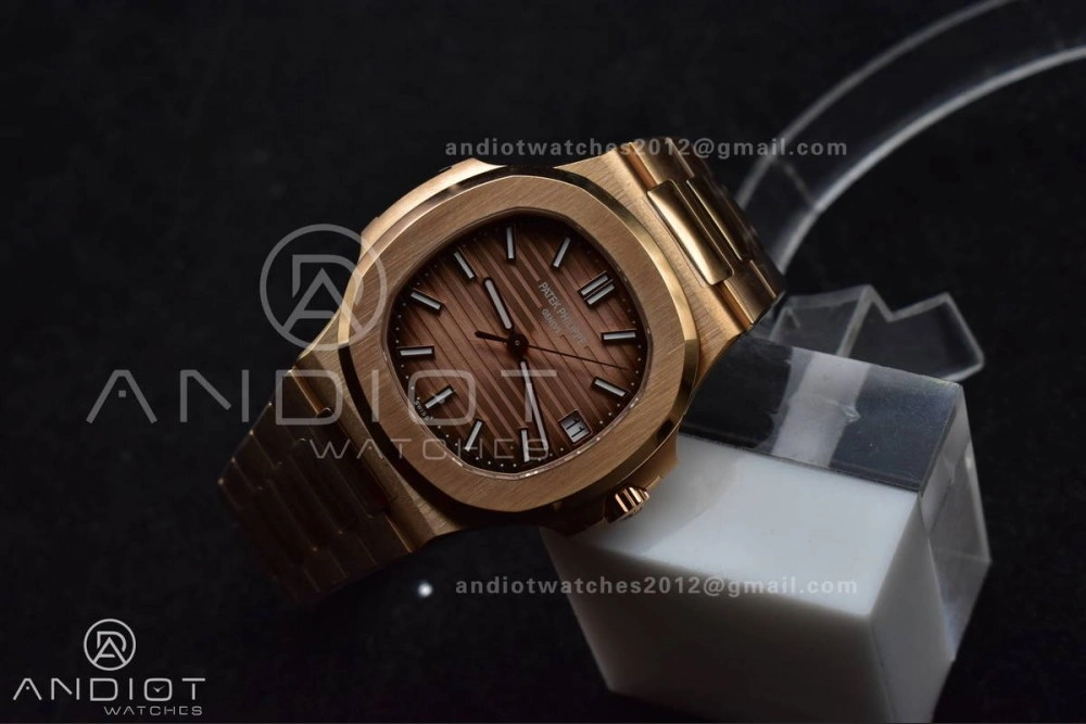 ComfortFit Nautilus 5711 1R RG 3KF 1:1 Best Edition Brown Textured Dial on RG Bracelet A324 Super Clone V 370