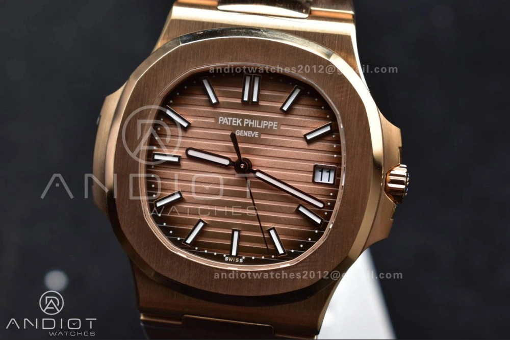 ComfortFit Nautilus 5711 1R RG 3KF 1:1 Best Edition Brown Textured Dial on RG Bracelet A324 Super Clone V 370