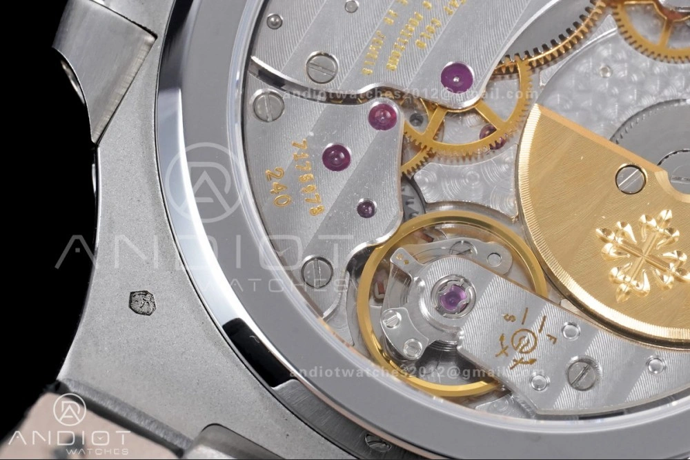 Nautilus 5712 Full Diamonds SS PPF 1:1 Best Edition Gray Dial on Black Leather Strap A240 Super Clone V Cozy 361