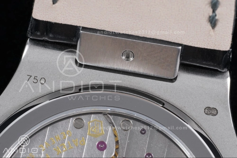 Nautilus 5712 Full Diamonds SS PPF 1:1 Best Edition Gray Dial on Black Leather Strap A240 Super Clone V Cozy 361
