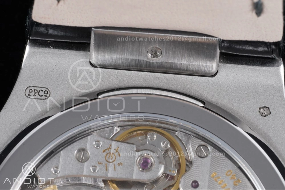 Nautilus 5712 Full Diamonds SS PPF 1:1 Best Edition Gray Dial on Black Leather Strap A240 Super Clone V Cozy 361