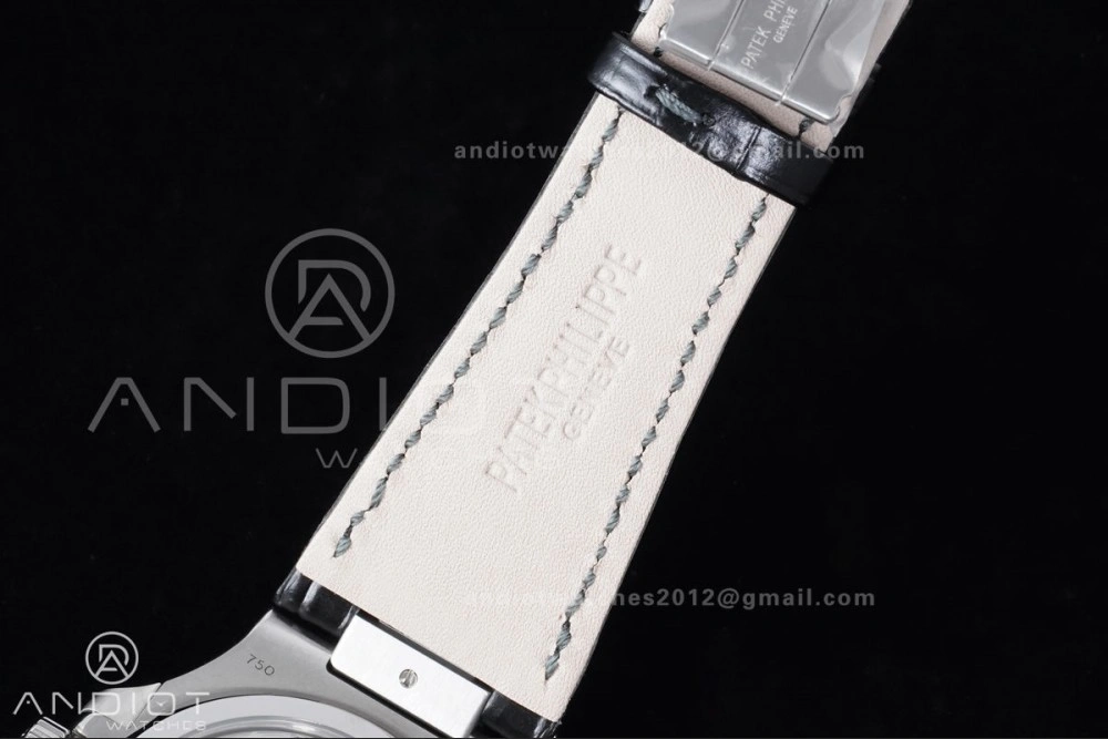 Nautilus 5712 Full Diamonds SS PPF 1:1 Best Edition Gray Dial on Black Leather Strap A240 Super Clone V Cozy 361