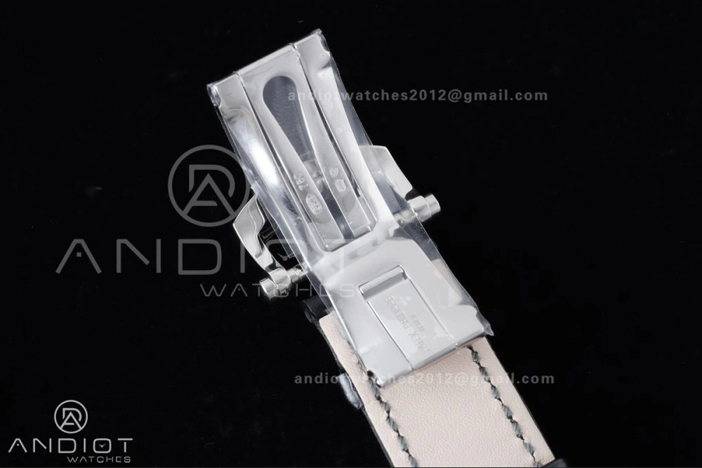 Nautilus 5712 Full Diamonds SS PPF 1:1 Best Edition Gray Dial on Black Leather Strap A240 Super Clone V Cozy 361