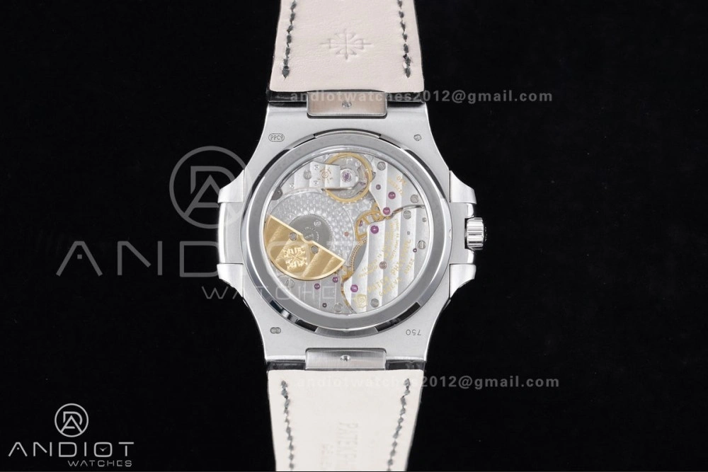 Nautilus 5712 Full Diamonds SS PPF 1:1 Best Edition Gray Dial on Black Leather Strap A240 Super Clone V Cozy 361