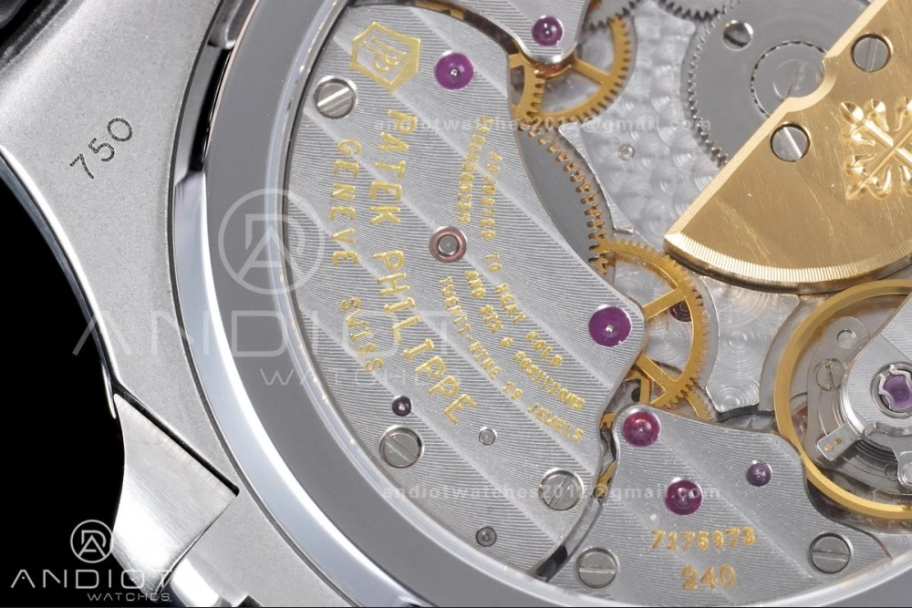 Nautilus 5712 Full Diamonds SS PPF 1:1 Best Edition Gray Dial on Black Leather Strap A240 Super Clone V Cozy 361