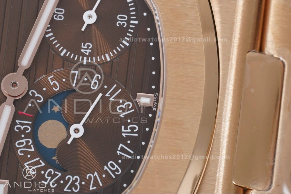 Fashionable Nautilus 5712 RG PPF 1:1 Best Edition Brown Dial on RG Bracelet A240 Super Clone V 368