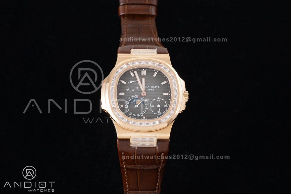 Nautilus 5712 RG PPF 1:1 Best Edition Gray Dial on Brown Leather Strap A240 Super Clone V Flexible 369
