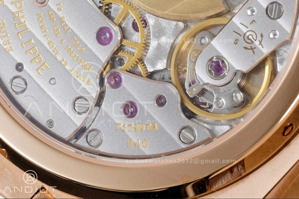 Nautilus 5712 RG PPF 1:1 Best Edition Gray Dial on Brown Leather Strap A240 Super Clone V Flexible 369