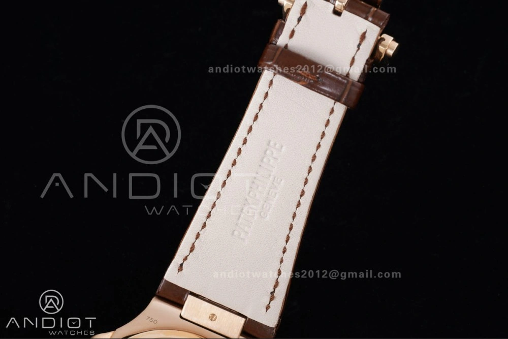Nautilus 5712 RG PPF 1:1 Best Edition Gray Dial on Brown Leather Strap A240 Super Clone V Flexible 369
