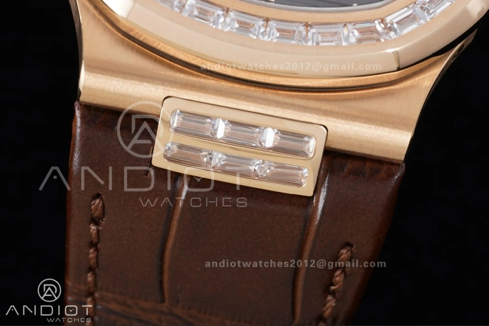 Nautilus 5712 RG PPF 1:1 Best Edition Gray Dial on Brown Leather Strap A240 Super Clone V Flexible 369