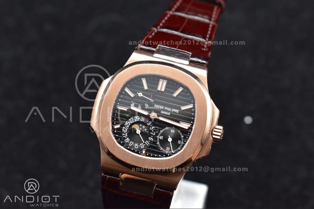 ZeroBulk Nautilus 5712 SS RG GRF Best Edition Gray Dial on Brown Croco Strap A23J 380