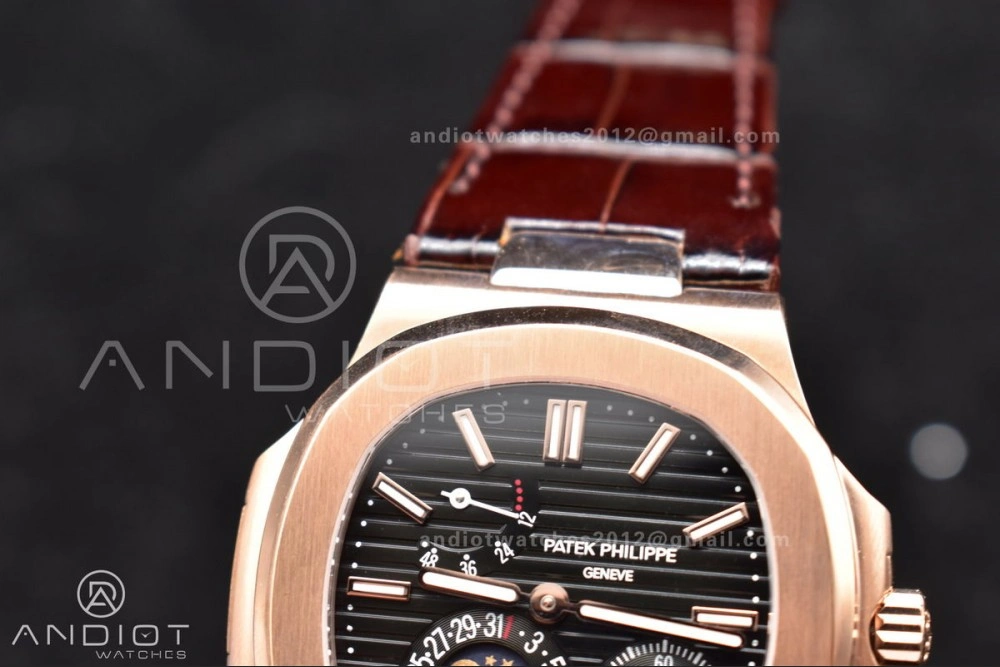 ZeroBulk Nautilus 5712 SS RG GRF Best Edition Gray Dial on Brown Croco Strap A23J 380