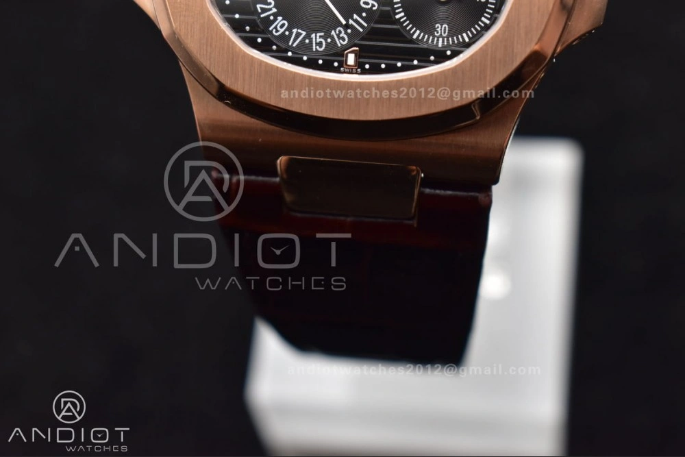 ZeroBulk Nautilus 5712 SS RG GRF Best Edition Gray Dial on Brown Croco Strap A23J 380