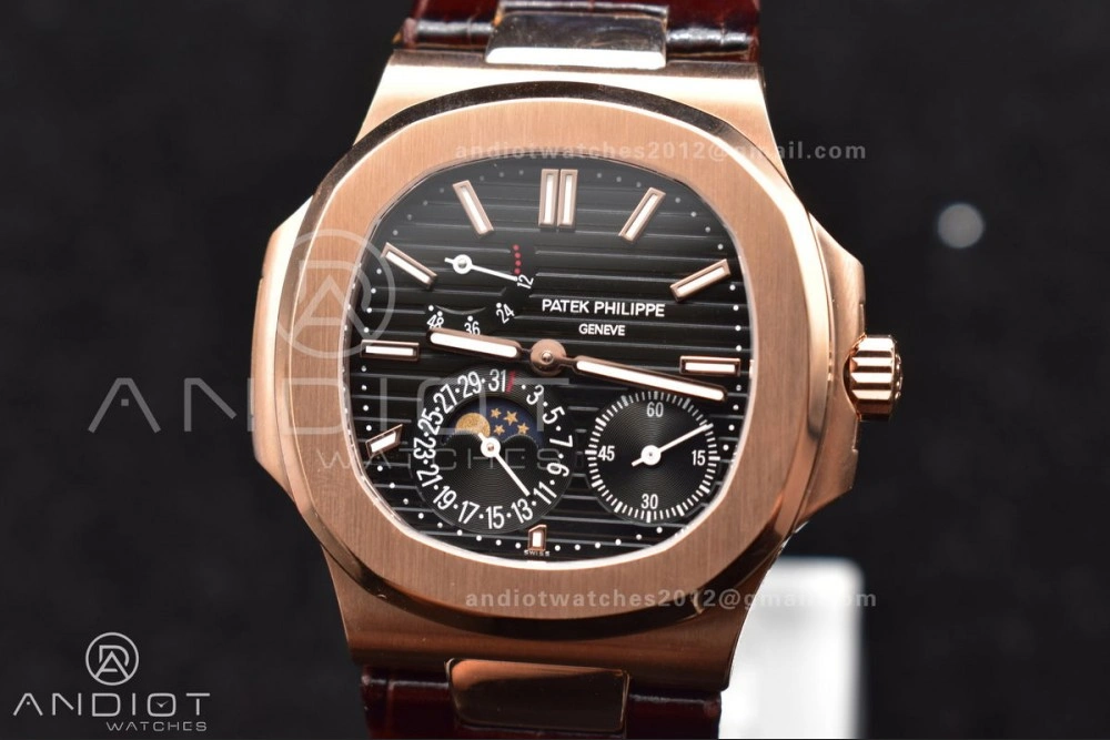 ZeroBulk Nautilus 5712 SS RG GRF Best Edition Gray Dial on Brown Croco Strap A23J 380