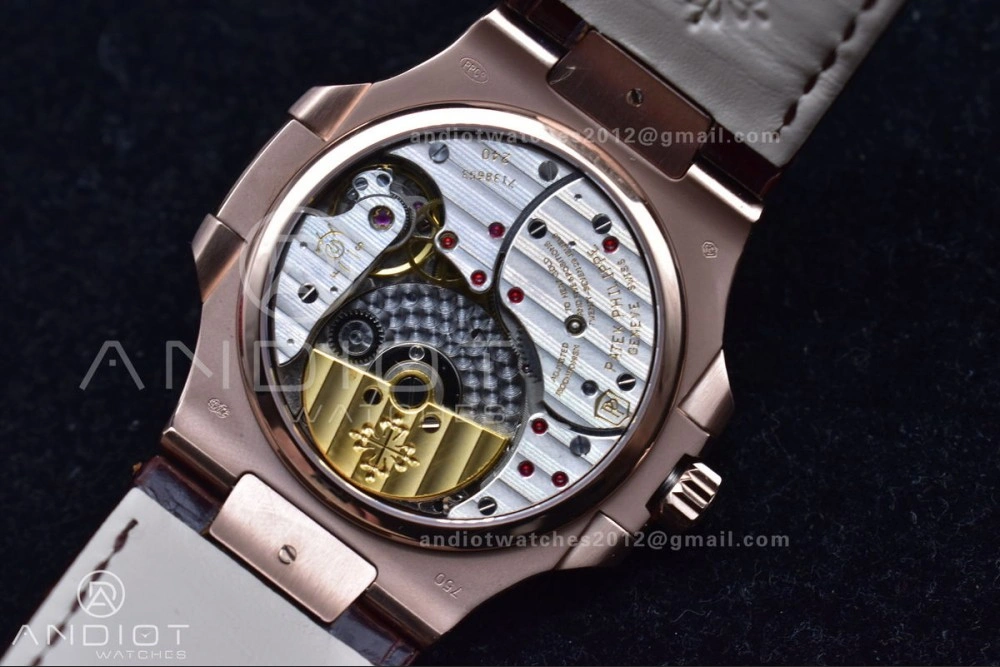 ZeroBulk Nautilus 5712 SS RG GRF Best Edition Gray Dial on Brown Croco Strap A23J 380
