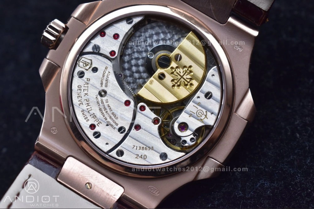 ZeroBulk Nautilus 5712 SS RG GRF Best Edition Gray Dial on Brown Croco Strap A23J 380