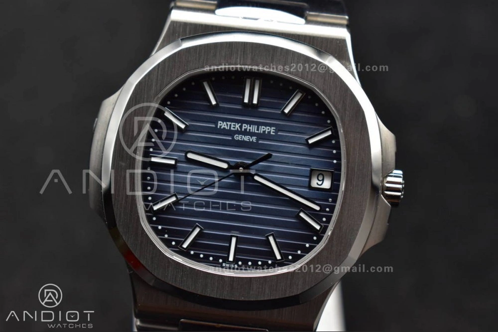 Original Nautilus 5811 1A 3KF 1:1 Best Edition Blue Textured Dial on SS Bracelet A330 Super Clone 379